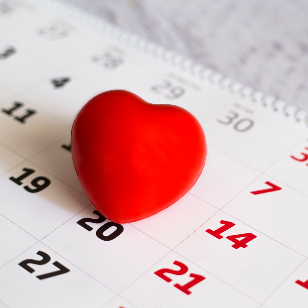 a heart on a calendar