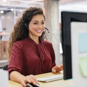 woman at work smiling